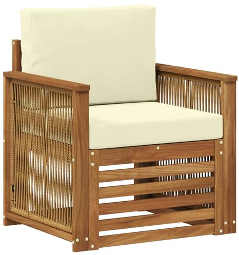 vidaXL Outdoor Mittelsofa Natur, Moderne Outdoor-Couch, modulare Möbel, wetterfestes Gartenlounge, Bequeme Terrassen-Sitzgruppe