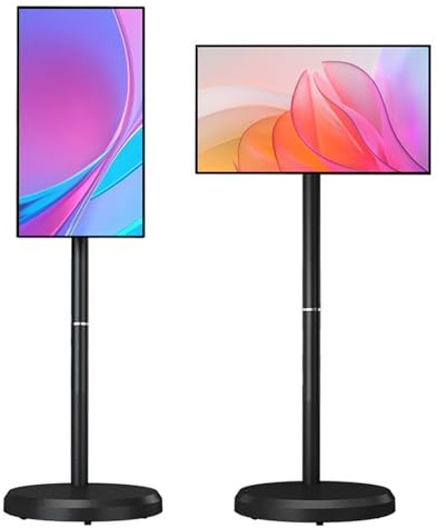 Portable FHD TV with Android 14, 21.5-Inch Screen, Rolling Design, 6000mAh Battery, Full Swivel Rotation, Remote Control, 128GB Storage