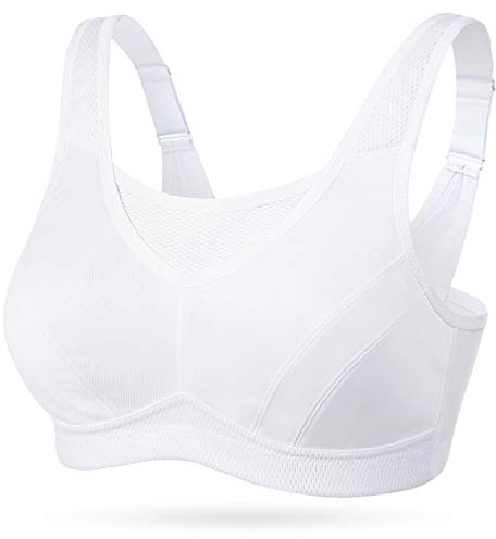 Wingslove Damen Sport BH ohne Bügel Nicht Gepolstert High Impact Bustier Halt Joggen BH (Weiß 34B)