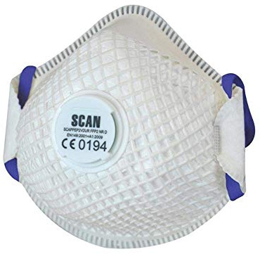 Scan SCAPPEP2VDUR FFP2 Duranet Moulded Valved Disposable Dust Masks Pack of 2