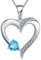 YL Kette Herz Damen Halskette Silber 925 mit März Geburtsstein Aquamarinblau Anhänger für Frauen