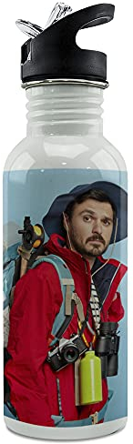 LolaPix Bouteille personnalisée. Bouteille en acier inoxydable avec photo. Bouteille d'eau. Bouteille d'eau. Bouteille d'eau. Sans BPA. 600ml. ARRÊT DE PAILLE BLANCHE