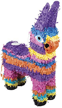 Set Esel Piñata Kindergeburtstag Pinata - bunte Esel Pinjata + Stab + Augenmaske
