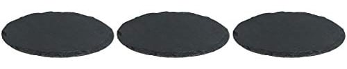Novaliv 3x Schieferplatten I rund I 33x0,5 cm I Sushi Platte Steinteller Schieferplatten Set Schiefer Servierplatten schmall Kerzen Teller