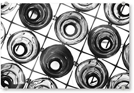 artboxONE Acrylglasbild 45x30 cm Schwarzweiß Flaschenkasten Bild hinter Acrylglas - Bild Flasche bierkasten Fach