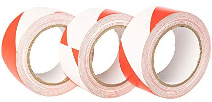 GTSE Hazard Tape Red and White, 50mm (2) x 33m, Strong Adhesive Warning/Caution Tape, Floor Marking Tape, 3 Rolls
