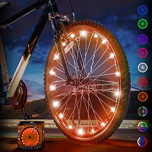 Activ Life Luces para rueda de bicicleta, luces LED para rueda de bicicleta y radios de neumáticos, se adapta tanto a bicicletas de niños como de adultos, 1 paquete (1 rueda), naranja