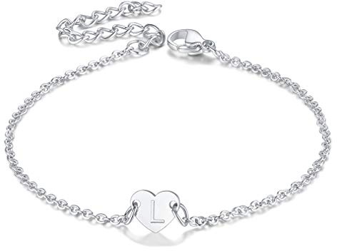 FaithHeart Damen Armbänder 26 Buchstabe Armbändchen Edelstahl Silber/Vergoldet Mädchen Freundschafts 16cm+5cm Armkette Namenskette