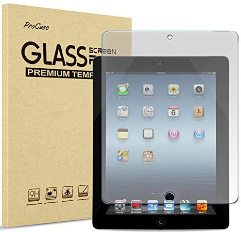 ProCase Display Schutzfolie für iPad 2/3/4, 9.7 Zoll Hartglas Screen Protector, Anti-Fingerabdruck Matt, 9H Härte, 1 Stück