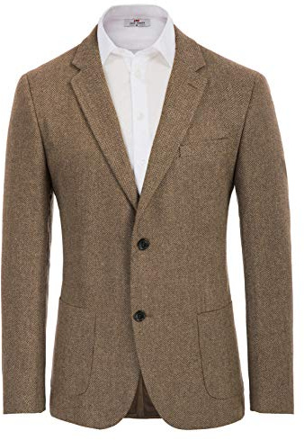 PJ PAUL JONES Blazer à chevrons en tweed britannique en laine mélangée, veste de sport pour homme gris taille Alpha