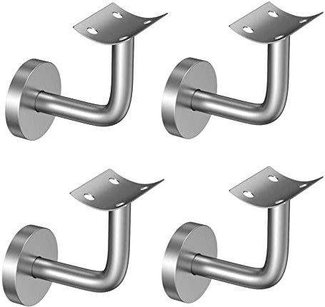 Silver Heavy Duty Stair Rail Fixing Brackets - 4 PCS Handrail Brackets for Wall Mounted Handrail