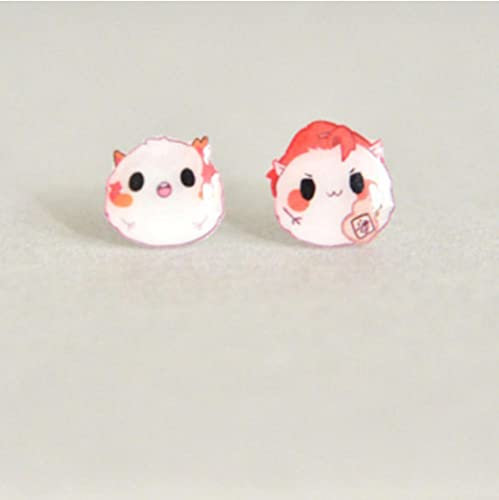 Handgemachter Schmuck hypoallergen Ohrclip 925 weiße Pilznägel Geschenk schwarz-weiß zweifarbig Cartoon Anime Q-Version Avatar-B_H