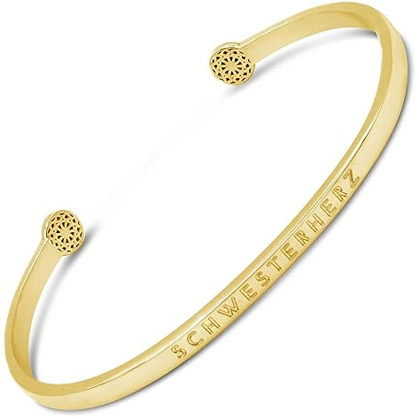 SIMPLE PLEDGE | Schwesterherz Armreif | Armband Damen mit Gravur in Silber, Gold, Roségold | Perfekt als Schmuck Geschenk | Blindgravur