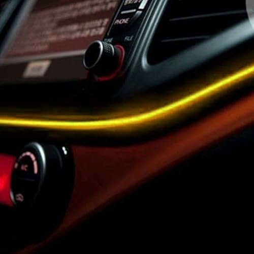 Recambo 5M EL Wire LED Ambiente Beleuchtung, 12V Flexible Neon Lichtleiste, Innenraumbeleuchtung für Auto, Inverter Inklusive, Wasserdichtes Ambientelicht für PKW, Gelb