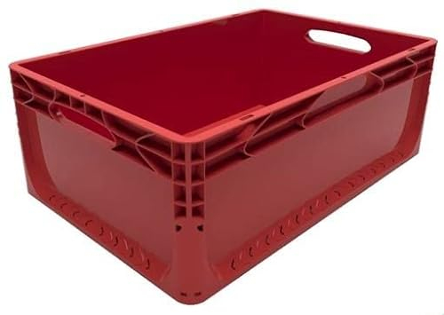 Colour Coded Euro Plastic Stacking Industrial Storage Containers Boxes Crates! (46 Litre - L 600 x W 400 x H 220mm, Red)