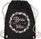 Turnbeutel Rucksack - JGA Junggesellenabschied Frauen - Bride tribe Blumenkranz rosa - Unisize - Schwarz - brauttaschen bachelorette party beutel junggesellinnenabschied outfit jungesselnabschied