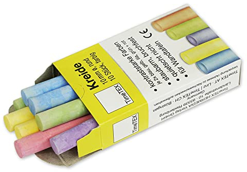 TimeTEX Kreide 10 mm ø - im 10er Pack - farbig - Tafelkreide bunt 62831