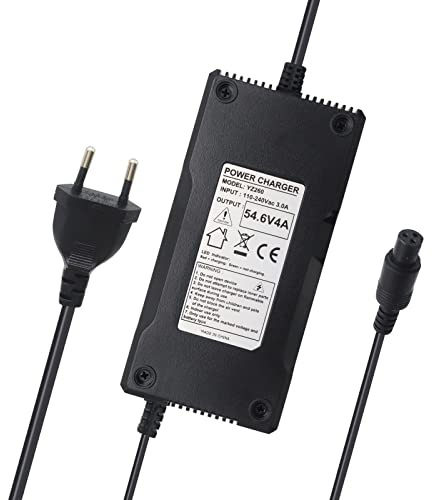 xiixtoo 48V Lithium Ladegerät, Netzteil Adapter 54,6V 4A für Bike 48V Elektroroller 13S Batterie mit 3-Pin/3 Prong Inline Stecker
