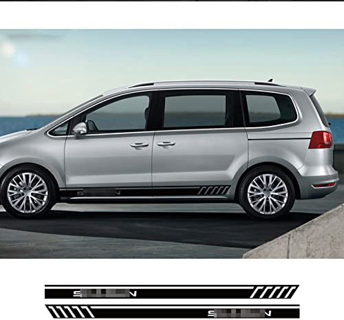 MURPWDZ Auto Seitenstreifen Seitenaufkleber Aufkleber,Für VW Sharan Carosserie Wohnmobil Aufkleber Grafiken Tuning Zubehör 2 STÜCKE Auto Seitentür Aufkleber, Matte Black