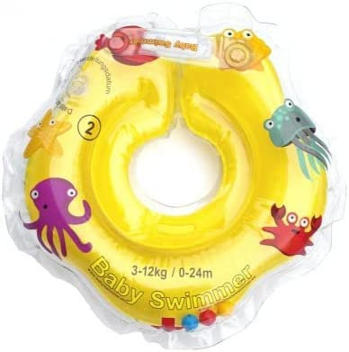 Babyswimmer Tüv GS - Giubbotto ad anello, taglia 3 – 12 kg (0 – 24 mesi), aiuto per il nuoto per il bagnetto, anello galleggiante, piccolo gialla