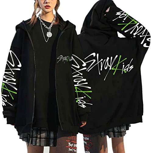 Flyself KPOP Maniac Zip Up Felpe con Cappuccio Uomo Donna Y2K E-Girl Pullover Sweatshirt Maglione Maniche Lunghe Maglietta Giacche Casual Felpa con Cappuccio Gotico Harajuku Streetwear
