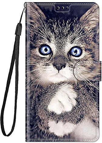 Dfjhure for iPhone SE 2022 /iPhone SE 2020 / iPhone 8/7 Case Leather Flip Wallet Phone Case Cover Silicone Shockproof Bumper Cover Stand View Cover with Card Slots Phone Case Cat