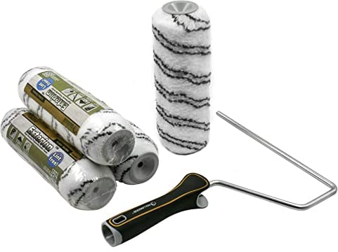 ROLLINGDOG 9 Masonry Paint Roller Set - 3/4(18mm) Long Nap Paint Roller Covers(4PC) for Painting Rough Walls and Ceilings