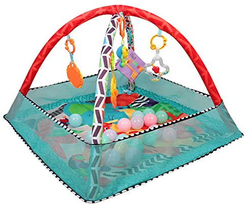 2-in-1 Spieldecke für Babys, Spielmatte und sensorische Spielzeuge für das Spielen in der Bauchlage, ab der Geburt-Spieldecke mit Lichtern, Musik und bunten Charakteren, Babyspielzeug
