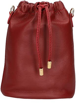 Damen-Sacktasche aus echtem Sauvage-Leder. Ausgestattet mit verstellbarem und abnehmbarem Schultergurt. Italienisches Handwerksprodukt. Hergestellt in Italien GLX220541223FBG-S10_RUBINO 20x16x7 cm