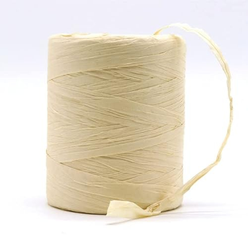 KEBOOT Hilo de Rafia Natural, Bolsa de Rafia Plegable de Ganchillo a Mano, Sombrero, Cinta de Rafia de Verano, Cuerda para Tejer a Mano, Sombreros de Paja de Rafia