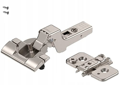 Blum Soft Close Full Inset Concealed Euro Cabinet Door Hinge Set with 110° Opening Angle & Clip Top BLUMOTION Technology for Frameless Cabinets (Includes: 2 Hinges, 2 0mm Mounting Plates, Screws)