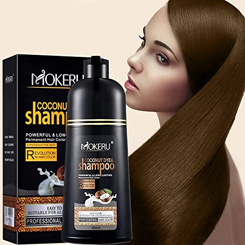 Hellbraunes Haar Shampoo für graues Haar - Herbal Shampoo 3 in 1 für Frauen & Männer, Haarfarbe einfach anzuwenden & lang anhaltend schwarz (Light Brown)