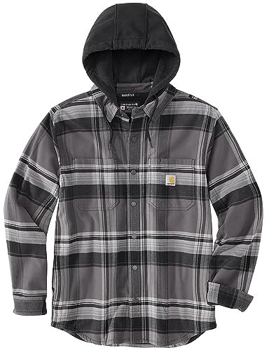 Carhartt Veste demi-saison en flanelle Sherpa-Lined à capuche pour homme, Noir , XXL