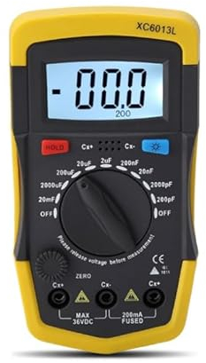 Nimomo Digital Kondensator Tester, XC6013L Kapazitätsmessgerät Kondensator Messgerät, 0,1pf-20000 uf Kapazitätsmesser Kondensatortester Mit LCD-Hintergrundbeleuchtung Und 2 Elektrosonden