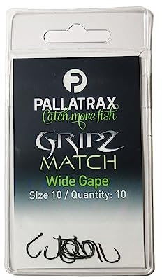 Pallatrax Gripz Match Fishing Hooks (Spade End) - Award Winning Fishing Hooks (Size 10 Gripz Match)