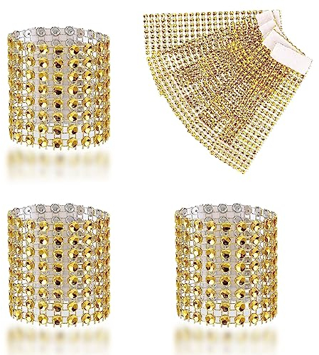 50 Stück Serviettenringe, Strass Diamant Serviettenschnallen, für Hochzeit Geburtstag Party Tischdekoration DIY Dekoration (Gold)