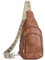 BOSTANTEN Sling Rucksack Damen Brusttasche, Kleine Crossbody Umhängetasche Frauen Bauchtasche PU Leder Schultertasche Sling Bag Daypacks(Braun)