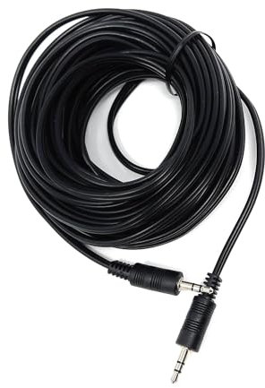 DRUT 25m 3.5mm to 3.5mm Aux Cable Audio Lead Stereo Headphone Mini Jack Male to Male Auxiliary Cord Compatible with Car Audio, TV, PC, Tablet, Laptop, MP3, Speaker (Black Nickel Connectors, 82ft)