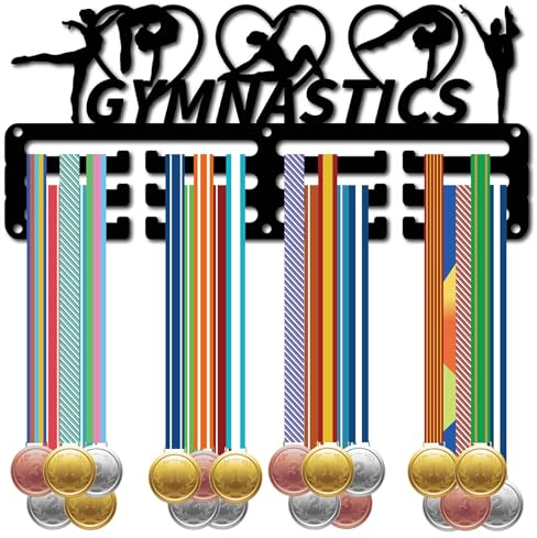 CREATCABIN Gymnastik-Medaillenaufhänger,Medaillenhalter,Präsentationsständer,Sport-Metallaufhänger,Auszeichnungen,Eisen,Kleine Halterung,Dekoration Für Wand,Laufen,Schwimmen,Fußball,Schwarz,29x13cm