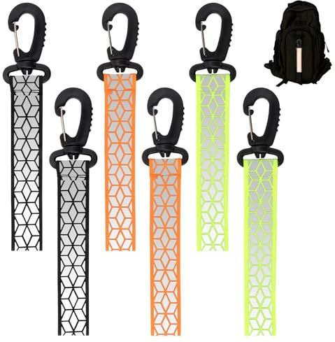 VOSSOT Reflektor Anhänger, 6Stk Reflektoren Anhänger Reflektoren Rucksack Anhänger, Reflektoren Kleidung Kinder, Reflektoren für Kleidung, Reflektoren für Schulranzen, Reflektor für Rucksack, Joggen