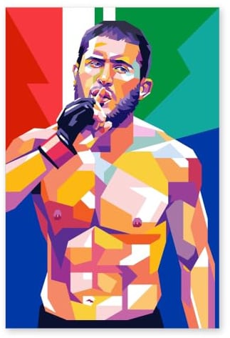 25 Artstreet Islam Makhachev Poster | Kunstdruck | 180 g mattes Papier | Wanddeko für Wohnzimmer und Jugendzimmer | 60 x 90 cm