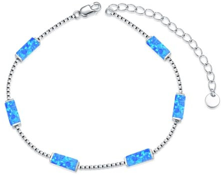 WINNICACA Blau Opal Armband Silber 925 Damen Schmuck Weihnachten Jahrestag Geburtstag Geschenke für Ehefrau, Mutter, Schwester und Tochter