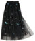 Lederrock,Lederrock Damen Süßer bestickter Plissee-Tüllrock for Damen, Sommer, A-Linie, Lange Röcke, hohe Taille, Pailletten, Planeten, Netz-Maxiröcke (Color : Planet Black, Size : X-Large)