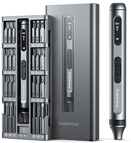 Mini Elektro Schraubendreher Set, 52 in 1 Präzision Elektrischer Schraubendreher Set mit 48 Magnetische Bits, Soleilwear Präzisionsschraubendreher Akku Reparaturwerkzeug für Telefon Kamera Laptop Uhr