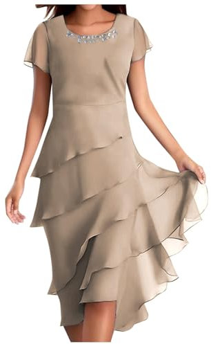 WVONIF Robe d'été à Manches Courtes Col en V - Mini Dress en Mousseline Elégante Imprimé Floral pour Femme, Robe Bohème de Plage et Soirée