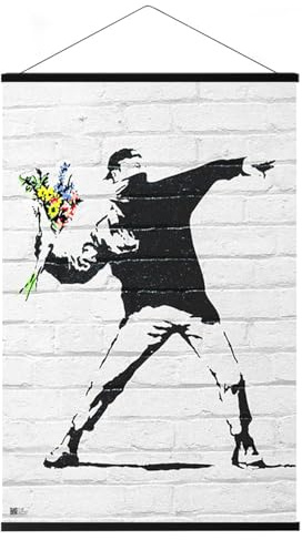 Close Up Banksy - Poster (Throwing Flowers) (Größe: 61cm x 91,5cm) (Poster & Magnetische Posterleisten)