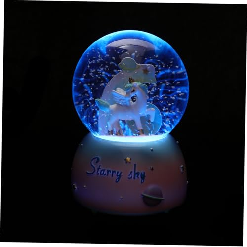 VINTORKY Caja De Música De Unicornio Música Bola De Cristal Unicornio De Ensueño Bola De Cristal Bola De Cristal Adorno Escritorio Bola De Cristal Unicornio Bola De Cristal Lámpara Bola De