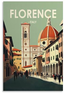 Jdjdu Vintage-Reiseposter Florenz Italien Geschenk Wanddekoration Gemälde Poster Leinwand Kunst Poster