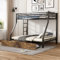 KUAKE Etagenbett 90x200cm&140x200cm, Metallbett mit Schubladen Bett, Seiten für Kinder,Jugendliche, Erwachsene, Schwarz+Vintage-Holzfarbe