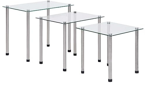 Genérico Wenjingqi-249528 Stapeltische aus gehärtetem Glas, transparent, 3 Stück